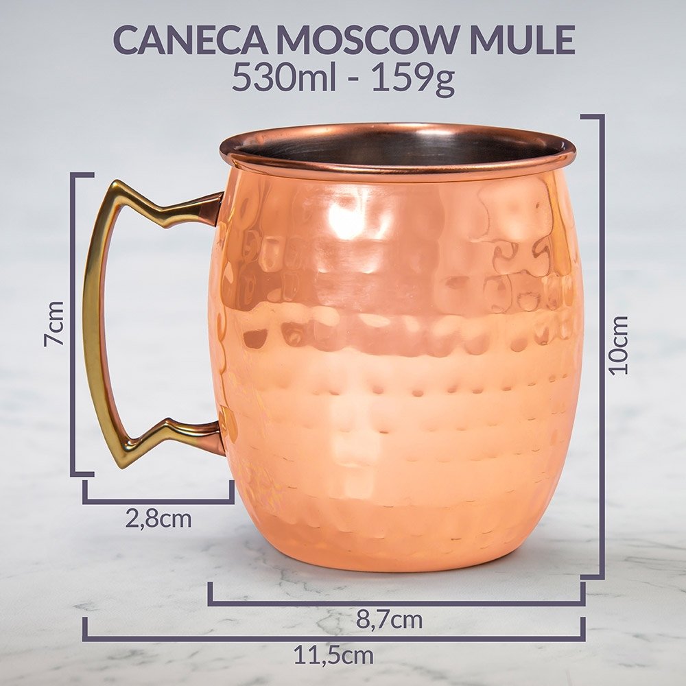 Caneca Moscow Mule Cobre Martelada 530 ml Gourmet Mix