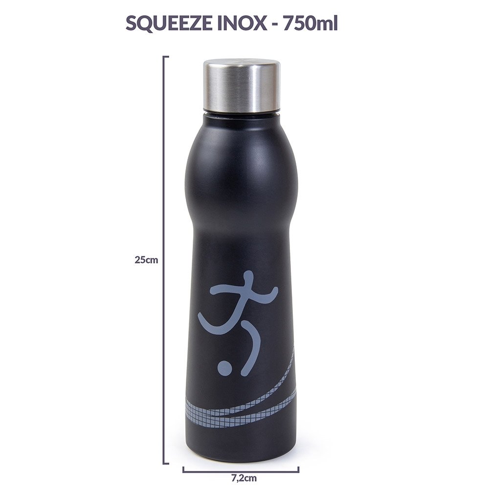 Squeeze Inox Futebol Preto 750 ml Gourmet Mix