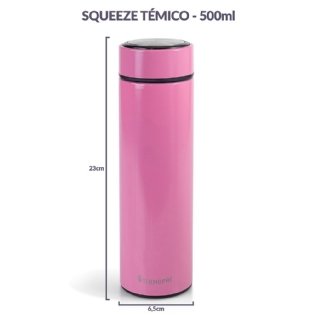 Garrafa Térmica Squeeze Inox Viagem Lazer 500 Ml - Rosa