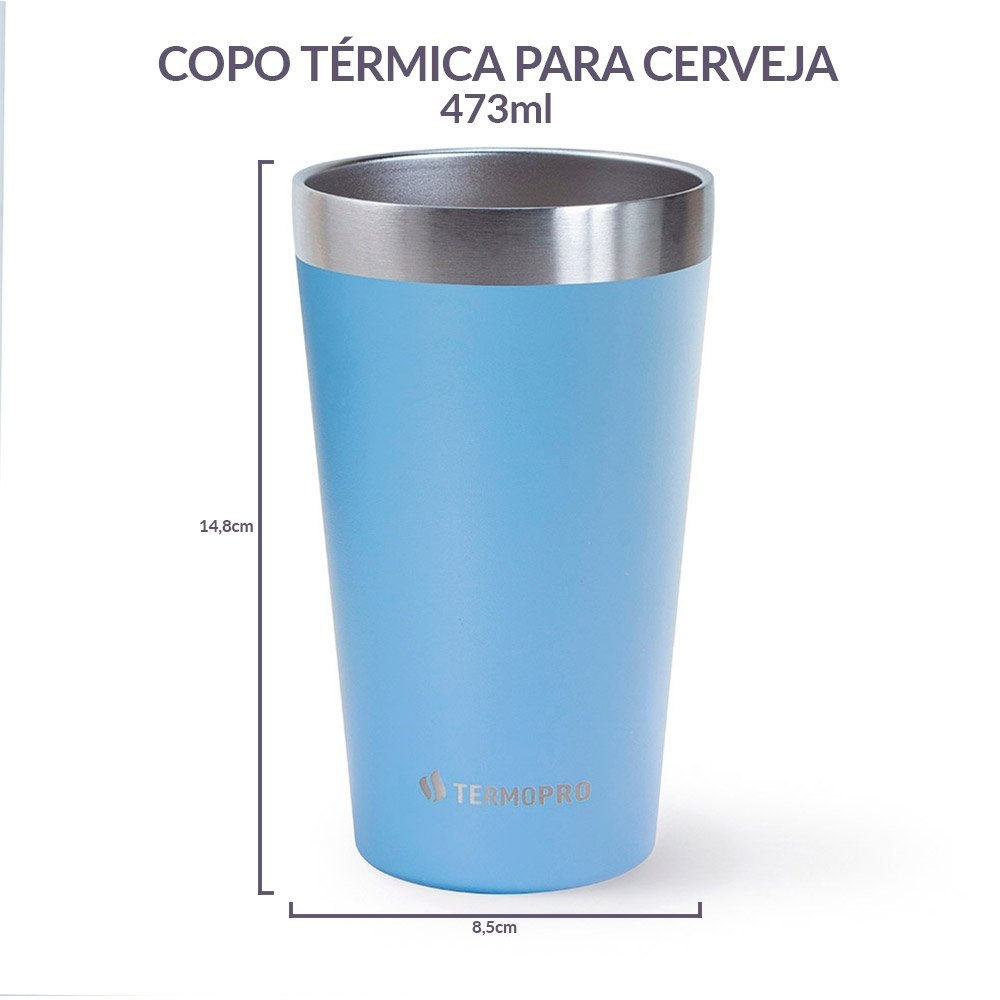 Copo Térmico para Cerveja Azul 473 ml Termopro